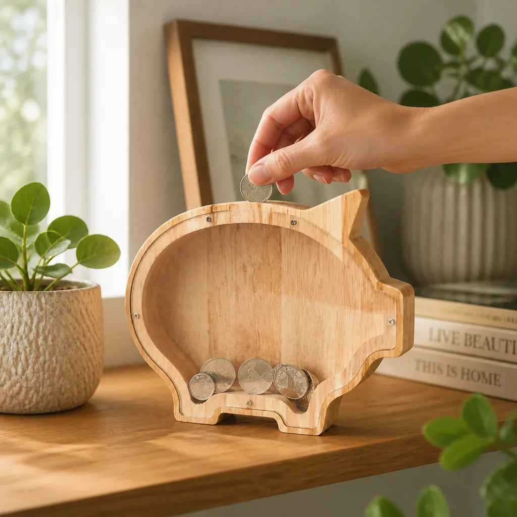 Tirelire Cochon En Bois