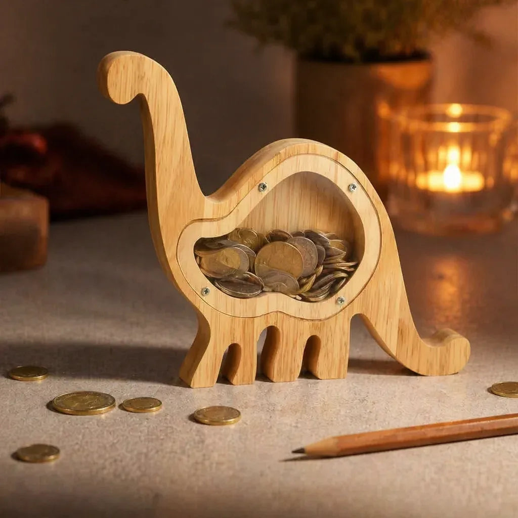 Tirelire Dinosaure Bois
