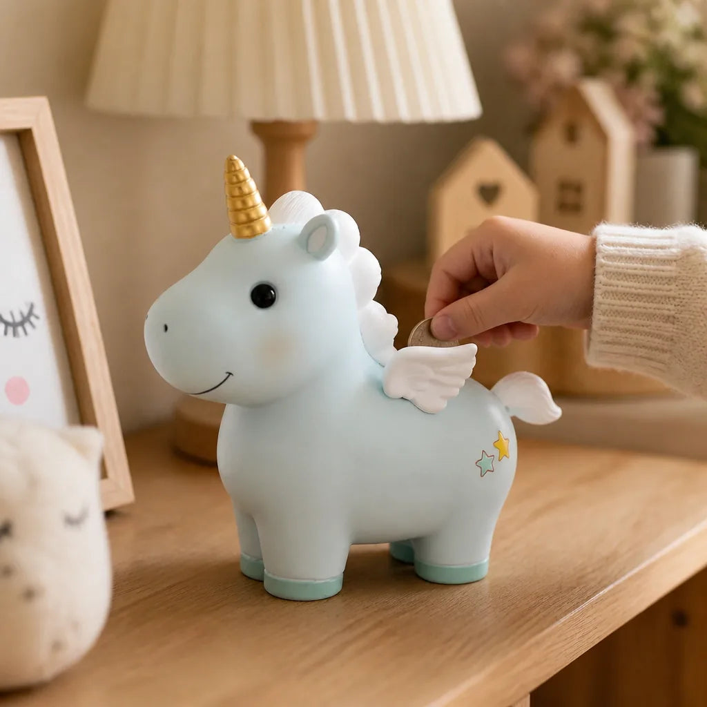 Tirelire Licorne Bleu