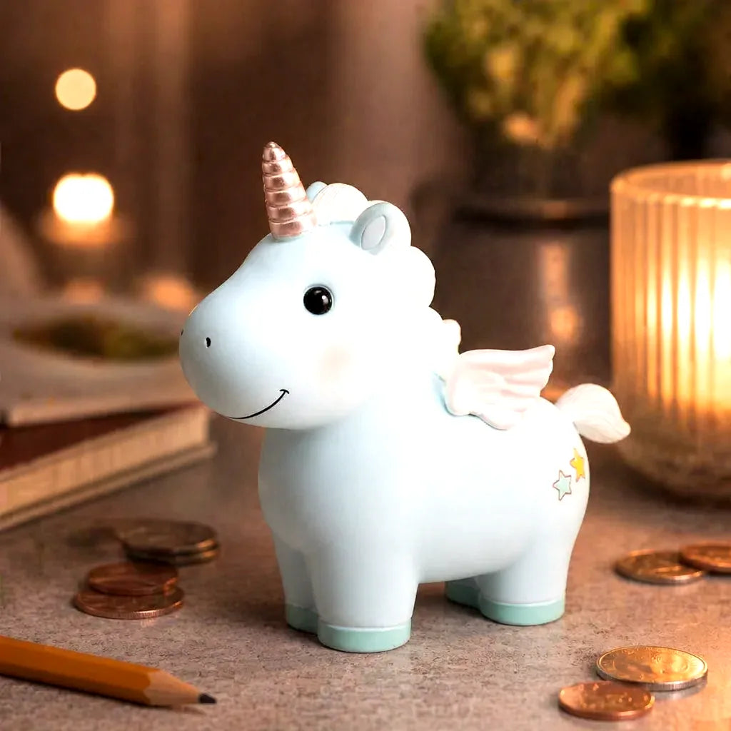 Tirelire Licorne Bleu