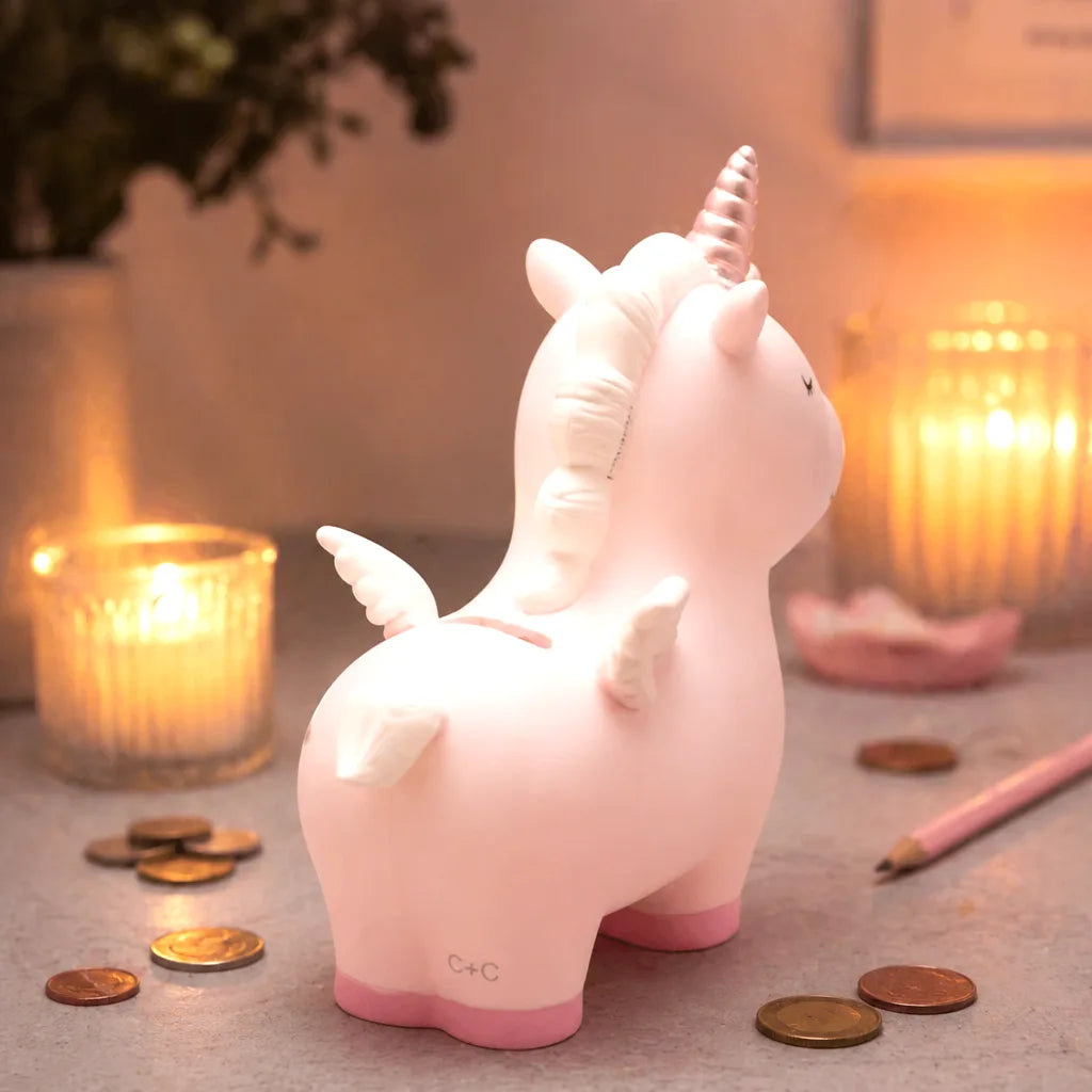 Tirelire Licorne Rose
