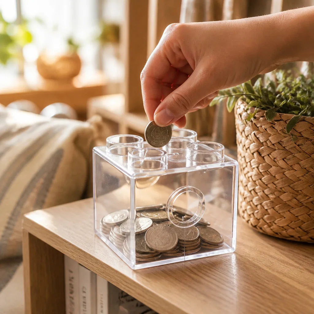 Tirelire Transparente En Cube